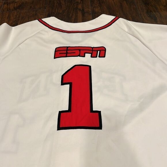 ESPN Baseball Tonight Button Front #1 Size 2XL XXL MLB Heavy Jersey In EUC - Picture 8 of 8